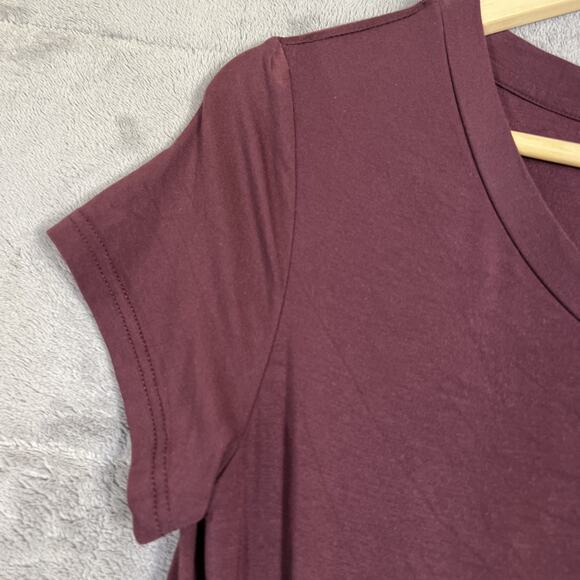 Latched Mama Nursing Tunic Top XS Burgundy Short Sleeve V Neck Layered Stretch - Picture 5 of 8